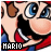 A 48x48 pixel animated contact sheet of Mario's face with changing mouth expressions and text color across seven frames, each labeled "MARIO" at the bottom.