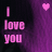 A 48x48 pixel animated buddy icon showing "I love you" text with a heart symbol that changes from pink to black across two frames.