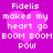 Pixelated text and heart shapes on a purple background with repeated phrases.