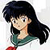 Pixelated cartoon character with long black hair, green top, and red footwear, facing left with a neutral expression.