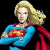 A pixelated buddy icon featuring a female superhero character in blue and red attire with a yellow-and-red emblem on her chest, alongside green text reading "Original Icons .com" on a dark background.