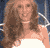 Animated contact sheet of a woman in a white strapless dress with long brown hair against a blue background, showing subtle facial expression changes across 12 frames.