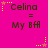 A bright pink background displays three identical 'Celina = My BFF' text blocks with animated star and dot patterns changing positions.