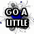 six text-based with bold black lettering on white backgrounds, each featuring a phrase from 'GO A LITTLE' to 'YOU LOOK', set against colorful circular patterns and abstract splatters