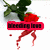 A pixelated image shows a red radish with green leaves and roots, overlaid with a red banner containing the text "bleeding love" in dark letters.