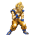 Pixelated character in golden armor with blue accents stands in three distinct poses against gray background.