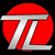 Red circular background with silver stylized 'TL' symbol, three identical static frames displayed in a