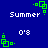 Pixelated blue background with green square-based animations and white text reading 'Summer' and 'O'S'.