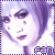 Pixelated image of a person with light purple hair and dark eye makeup, repeated in four quadrants with 'fan' text below each.