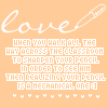 Two identical static images side-by-side on a peach background, each showing 'love' in cursive with a pencil above it, followed by pixelated text about walking across a classroom to sharpen a pencil.