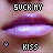 Pixelated close-up of lips with text overlays and heart symbols, showing animation changes in the left heart symbol.
