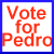 Animated sequence of 'Vote for Pedro' text with blue and red lettering, showing sequential character changes in the name.