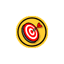 Four-frame animated contact sheet showing a dartboard icon with yellow border, red-and-white target rings, and darts in various positions across frames.