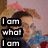 A four- shows a person with dark hair and glasses in various poses, with text overlays changing
