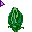 Pixelated purple rose bud transitions through stages of opening into full bloom with green leaves and stem on gray background.