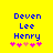 Blue pixelated text 'Deven Lee Henry' on yellow background with pink and orange flower icons below, two identical frames showing animation change in flower positions.