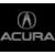 A grayscale Acura logo with a circular emblem above the word 'ACURA' on a black background, rendered in pixelated style.