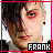 A contact sheet of 18 animated frames showing a person with dark hair and red eye makeup, each frame featuring the name "FRANK" in pixelated text below a small red heart symbol.