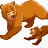Pixelated cartoon bears and green text logo on white background with gray transparency grid.
