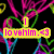 Animated icon with pink, green, and blue abstract line patterns on black background; yellow text boxes display changing phrases including "lovehim.<3" and "S.O.S.".