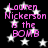 Black background with white stars and pink text reading "Lauren Nickerson is the BOMB" repeated four times in a