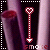 Pixelated icon with heart-shaped top and arrow-shaped bottom, alternating between red and white color schemes against a dark background with purple vertical stripes.