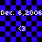 Pixelated blue and black checkered background with repeated white text "Dec. 6, 2006" and arrow symbols in four quadrants.
