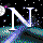 white 'N' letters on a black background with shifting teal and purple particle effects