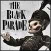 A grayscale buddy icon featuring a skeletal figure in military attire with a tall hat, extending an arm toward text reading THE BLACK PARADE.