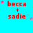 Red text 'becca + sadie' on cyan background with pink and purple stars, animated star positions across frames.