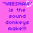 "WEESHAU" is the sound donkeys make!!! appears in purple pixelated text on a pink background with a white heart symbol replacing the 'O' in "WEESHAU".