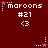 A red background displays three of identical pixelated icons with 'maroons #21' text and a heart symbol, each icon featuring a star that alternates between white and maroon