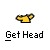 Pixelated yellow watering can with black outline and handle, positioned above bold pixelated text reading 'Get Head' on gray background.