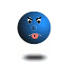 Blue spherical avatar with angry eyes and pink lips, showing four variations of mouth shapes and background cropping.