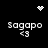 Pixelated icon displays four 'Sagapo <3' text blocks with animated heart and starburst symbols on black background.