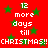 Red background with green stars and white pixelated text reading "12 more days till CHRISTMAS!!" repeated twice horizontally.