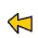 Yellow arrow icon with blue outline and brown inner border, showing two states: static left-pointing arrow and animated version with black squiggly lines above or below.