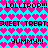 Pixelated cyan background with repeating pink heart shapes and black text reading 'LOLLIPOP!!!', 'SWEET TREAT', and 'YUMMY!!!' in a pattern
