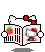 Hello Kitty character in pixel art style holding a pink book with strawberry and striped patterns, displayed across multiple positions