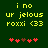 Green background with yellow text reading 'i no ur jelous roxxi <33' and red heart symbols below, showing animation changes in heart positions.