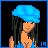 A 4x4 contact sheet of pixel art frames showing a cartoon woman with blue headwear and white shorts, transitioning to repeated text "Pimpette" in varying opacity on black backgrounds.