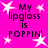 Bright pink background with white star shapes and black text reading "My lipgloss is POPPIN'" in a