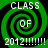 Four identical green and black spiral icons with white text reading "CLASS OF 2012!!!!!!!" arranged in a on a black background
