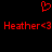 Red pixelated text and symbols on black background: two instances of 'Heather<3' flanking a red heart symbol.