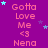 Purple background with repeated pink text 'Gotta Love Me <3 Nena' and scattered light blue and purple stars.