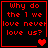 Red pixelated text on black background with four heart symbols in different positions