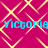 A static image with a repeating geometric pattern of yellow lines on a magenta background, overlaid with the text "victoria victoria" in cyan.