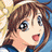 Anime-style cartoon character with brown hair and blue eyes in a static 48x48 pixel icon, showing partial face with open mouth expression against gradient background.