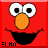 A 2x2 contact sheet of a pixelated Elmo character with text elements across frames, showing red background in top-left, white backgrounds in other sections, and visible pixelation artifacts.