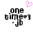 Pixelated black text 'one bime=+3 -jb' on white background with a pink heart above the left side.